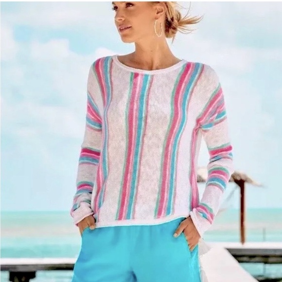 Lilly Pulitzer Lilo‎ Linen Bermuda Blue Shorts Size Small Preppy Pull On Pockets - Picture 9 of 9